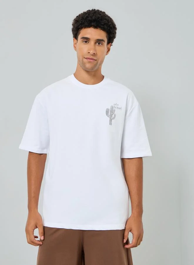 Styli Men Graphic Oversized T-Shirt and Shorts Co-Ords